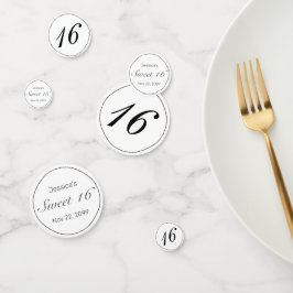 ミニマルモダンリストホワイトブラックスウィート16 コンフェッティ