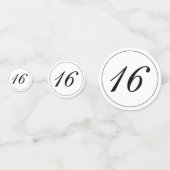 ミニマルモダンリストホワイトブラックスウィート16 コンフェッティ (正面)