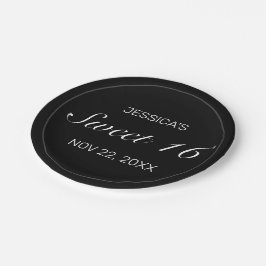 ミニマルモダンリストホワイトブラックスウィート16 ペーパープレート