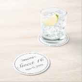 ミニマルモダンリストホワイトブラックスウィート16 ラウンドペーパーコースター (インサイチュ)