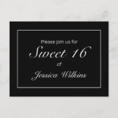 ミニマルモダンリストホワイトブラックスウィート16 案内ポストカード (正面)