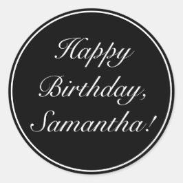 ミニマルモダンリストホワイトブラックハッピーバースデー ラウンドシール