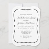 ミニマルモダンリストホワイトブラックバチェロレッテ 招待状 (正面)