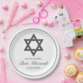 ミニマルモダンリストホワイトブラックバルミツワー ペーパープレート (パーティー)