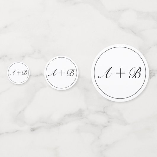 ミニマルモダンリストホワイトブラックブライダルシャワー コンフェッティ (裏面)