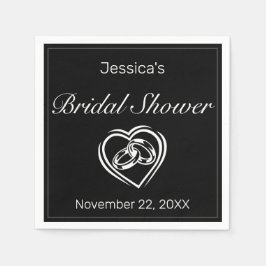 ミニマルモダンリストホワイトブラックブライダルシャワー スタンダードカクテルナプキン