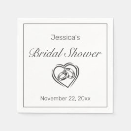 ミニマルモダンリストホワイトブラックブライダルシャワー スタンダードカクテルナプキン