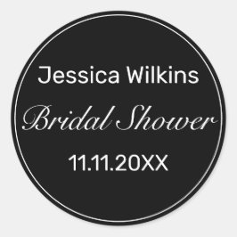 ミニマルモダンリストホワイトブラックブライダルシャワー ラウンドシール
