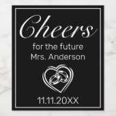 ミニマルモダンリストホワイトブラックブライダルシャワー ワインラベル (シングルラベル)