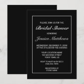 ミニマルモダンリストホワイトブラックブライダルシャワー 招待状 (正面/裏面)