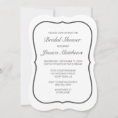 ミニマルモダンリストホワイトブラックブライダルシャワー 招待状 (正面)