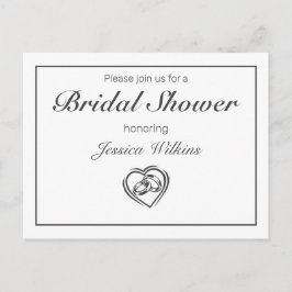 ミニマルモダンリストホワイトブラックブライダルシャワー 案内ポストカード