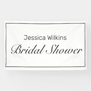 ミニマルモダンリストホワイトブラックブライダルシャワー 横断幕