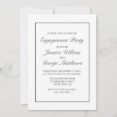 ミニマルモダンリストホワイトブラック婚約パーティ 招待状 (正面)