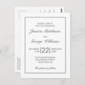 ミニマルモダンリストホワイトブラック結婚式招待状 ポストカード (正面/裏面)