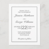 ミニマルモダンリストホワイトブラック結婚式招待状 ポストカード (正面)