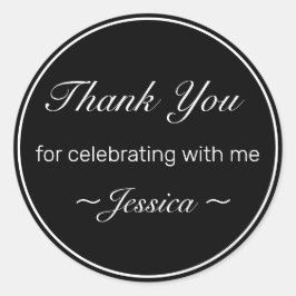 ミニマルモダンリストホワイトブラック誕生日ありがとう ラウンドシール