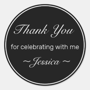 ミニマルモダンリストホワイトブラック誕生日ありがとう ラウンドシール