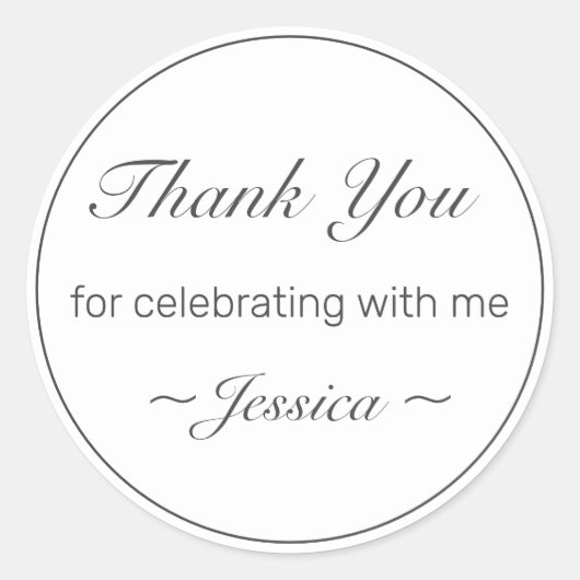 ミニマルモダンリストホワイトブラック誕生日ありがとう ラウンドシール (正面)