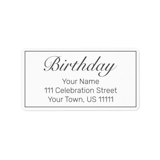 ミニマルモダンリストホワイトブラック誕生日アドレス ラベル (正面)