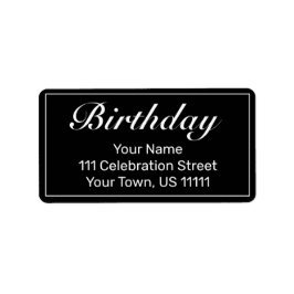 ミニマルモダンリストホワイトブラック誕生日アドレス ラベル
