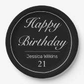ミニマルモダンリストホワイトブラック誕生日 ペーパープレート (正面)