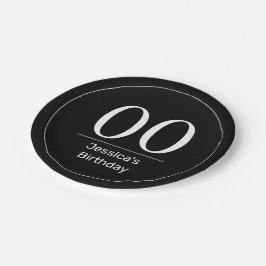 ミニマルモダンリストホワイトブラック誕生日 ペーパープレート