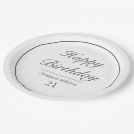 ミニマルモダンリストホワイトブラック誕生日 ペーパープレート