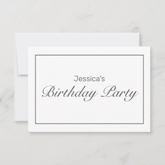 ミニマルモダンリストホワイトブラック誕生日 出欠カード (正面)
