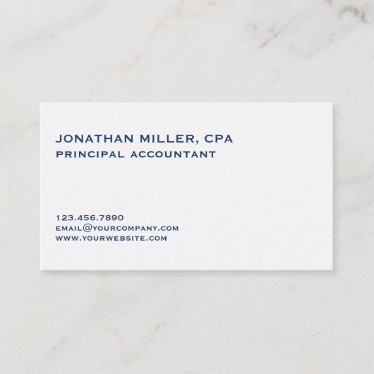 ミニマルモダンリストホワイトブルー 名刺 (正面)