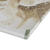 ミニマルモダンリストホワイトペオニーフローラ水彩色 カッティングボード (角)