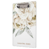 ミニマルモダンリストホワイトペオニーフローラ水彩色 クリップボード (左)