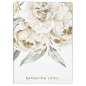 ミニマルモダンリストホワイトペオニーフローラ水彩色 クリップボード (裏面)