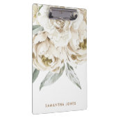 ミニマルモダンリストホワイトペオニーフローラ水彩色 クリップボード (右)