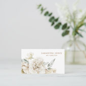 ミニマルモダンリストホワイトペオニーフローラ水彩色 コーリングカード (スタンド正面)