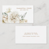 ミニマルモダンリストホワイトペオニーフローラ水彩色 コーリングカード (正面/裏面)