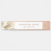 ミニマルモダンリストホワイトペオニーフローラ水彩色 サインプレート (正面)