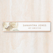 ミニマルモダンリストホワイトペオニーフローラ水彩色 サインプレート (正面)