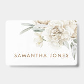 ミニマルモダンリストホワイトペオニーフローラ水彩色 バッジ (裏面)