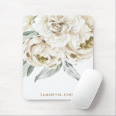 ミニマルモダンリストホワイトペオニーフローラ水彩色 マウスパッド (マウス)