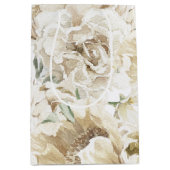 ミニマルモダンリストホワイトペオニーフローラ水彩色 ミディアムペーパーバッグ (正面)