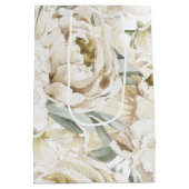 ミニマルモダンリストホワイトペオニーフローラ水彩色 ミディアムペーパーバッグ (裏面)