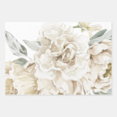ミニマルモダンリストホワイトペオニーフローラ水彩色 ラッピングペーパーシート (正面3)
