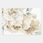 ミニマルモダンリストホワイトペオニーフローラ水彩色 ラッピングペーパーシート (正面)