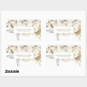 ミニマルモダンリストホワイトペオニーフローラ水彩色 長方形シール (シート)