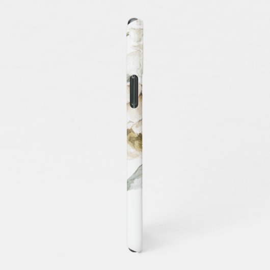 ミニマルモダンリストホワイトペオニーフローラ水彩色 iPhoneケース (右側)