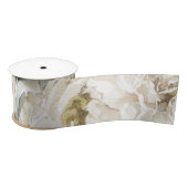 ミニマルモダンリストホワイトペオニーヴィンテージフローラ サテンリボン (リール)