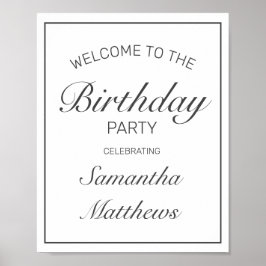 ミニマルモダンリストホワイト誕生日ウェルカムサイン ポスター