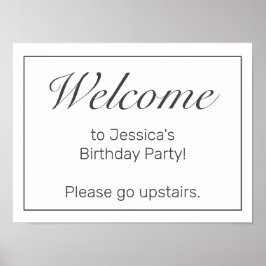 ミニマルモダンリストホワイト誕生日ウェルカムサイン ポスター