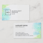 ミニマルモダンリストホワイト&パステルウォーターカラーグラデーション 名刺 (正面/裏面)